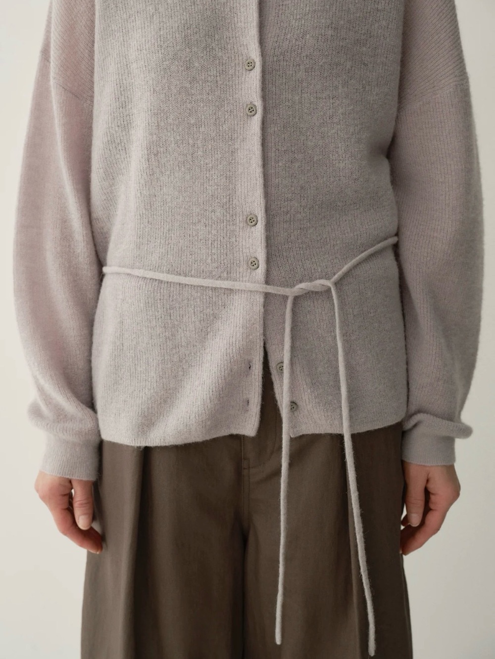 Lavender Tie-Waist Button-Front Women’s Cardigan - Picture 4 of 15
